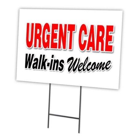 SIGNMISSION Urgent Care Walk-ins W Yard Sign & Stake outdoor plastic coroplast window C-1216 Urgent Care Walk-Ins W